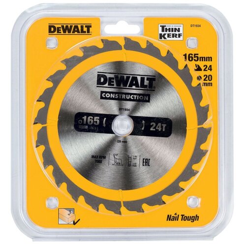 Пильный диск DeWALT Construction DT1934-QZ 165х20 мм