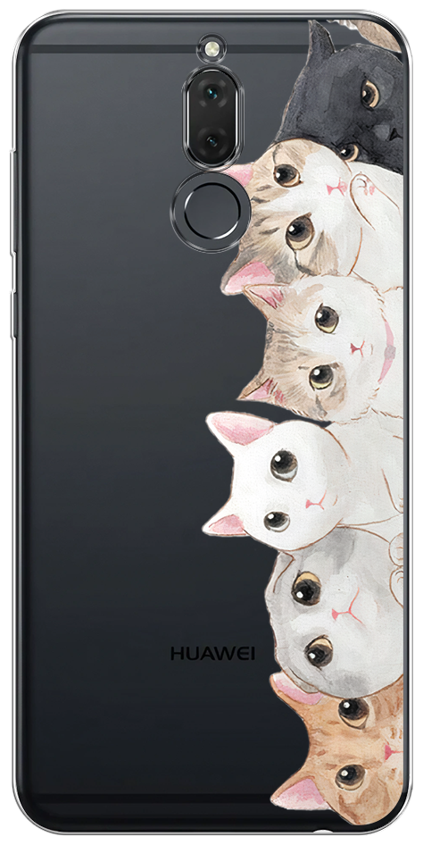 Силиконовый чехол на Huawei Mate 10 Lite / Хуавей Мате 10 Лайт "Котики", прозрачный