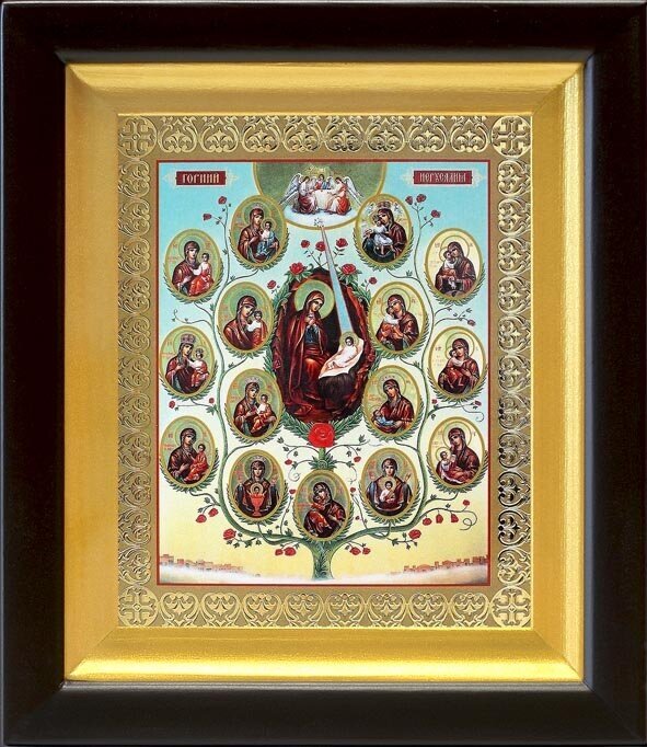 Древо Пресвятой Богородицы, икона в киоте 14,5*16,5 см