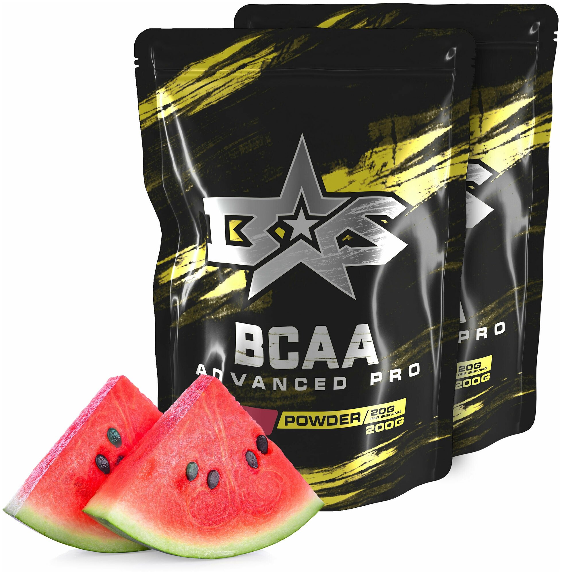 (2 УП х 200ГР) Аминокислотный комплекс Binasport "Advanced PRO BCAA" БЦАА порошок 400 г со вкусом арбуза