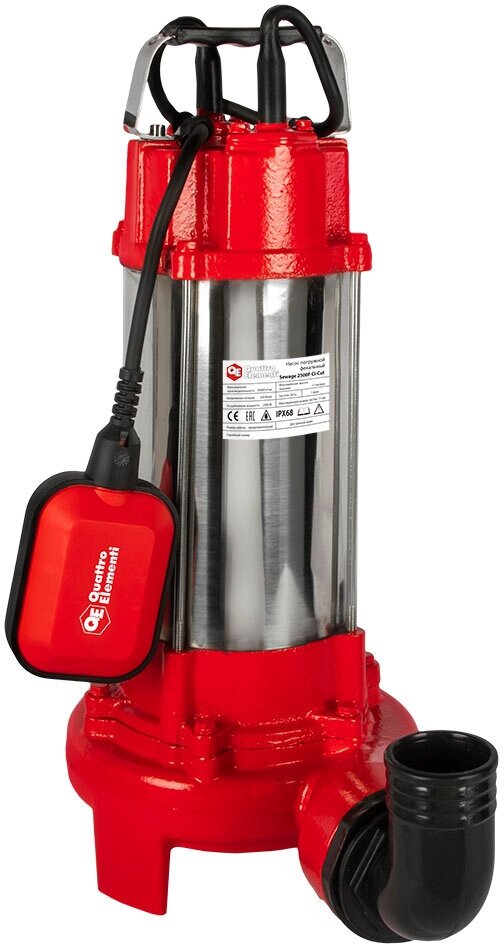 Насос фекальный QUATTRO ELEMENTI Sewage 2500F Ci-Cut (2500 Вт, 30000 л/ч, грязевой, 17 м, 21 кг, чугун, с ножом) ПРОФ, шт - фотография № 1