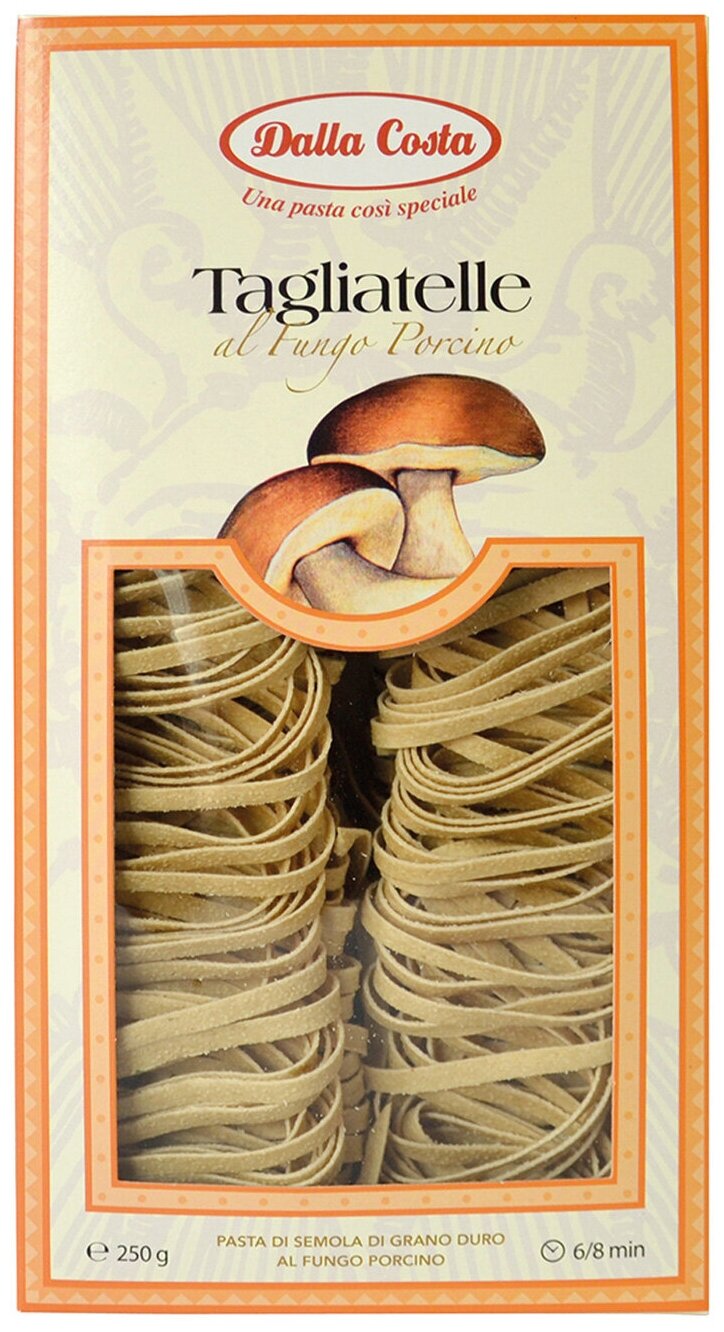 Макаронные изделия Dalla Costa Тальятелле с белыми грибами, 250 г - фотография № 1