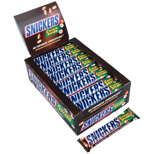 фото Батончик snickers с лесным орехом, 81 г, коробка, 32 шт.