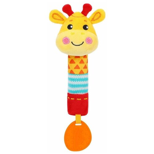 игрушка пищалка жирафики жирафик с силиконовым прорезывателем 1 шт Игрушка-пищалка Жирафик с силиконовым прорезывателем, 1 шт