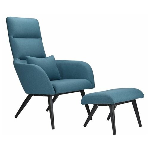 фото Кресло с подставкой для ног и подушкой berg bridjet, серо-голубое baar-brk25411