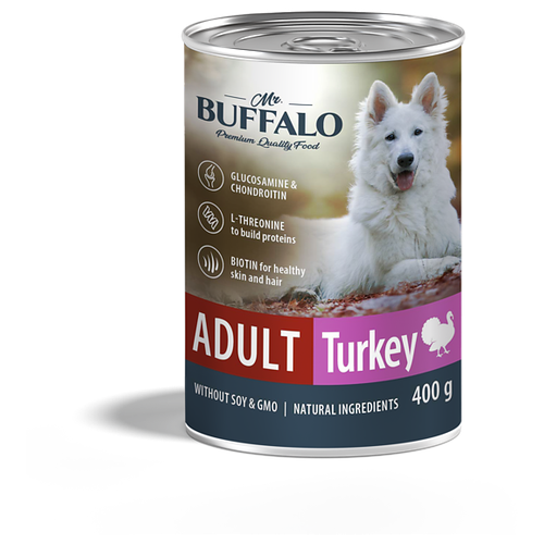 MR. BUFFALO ADULT 400 г консервы полноценный влажный корм для собак индейк