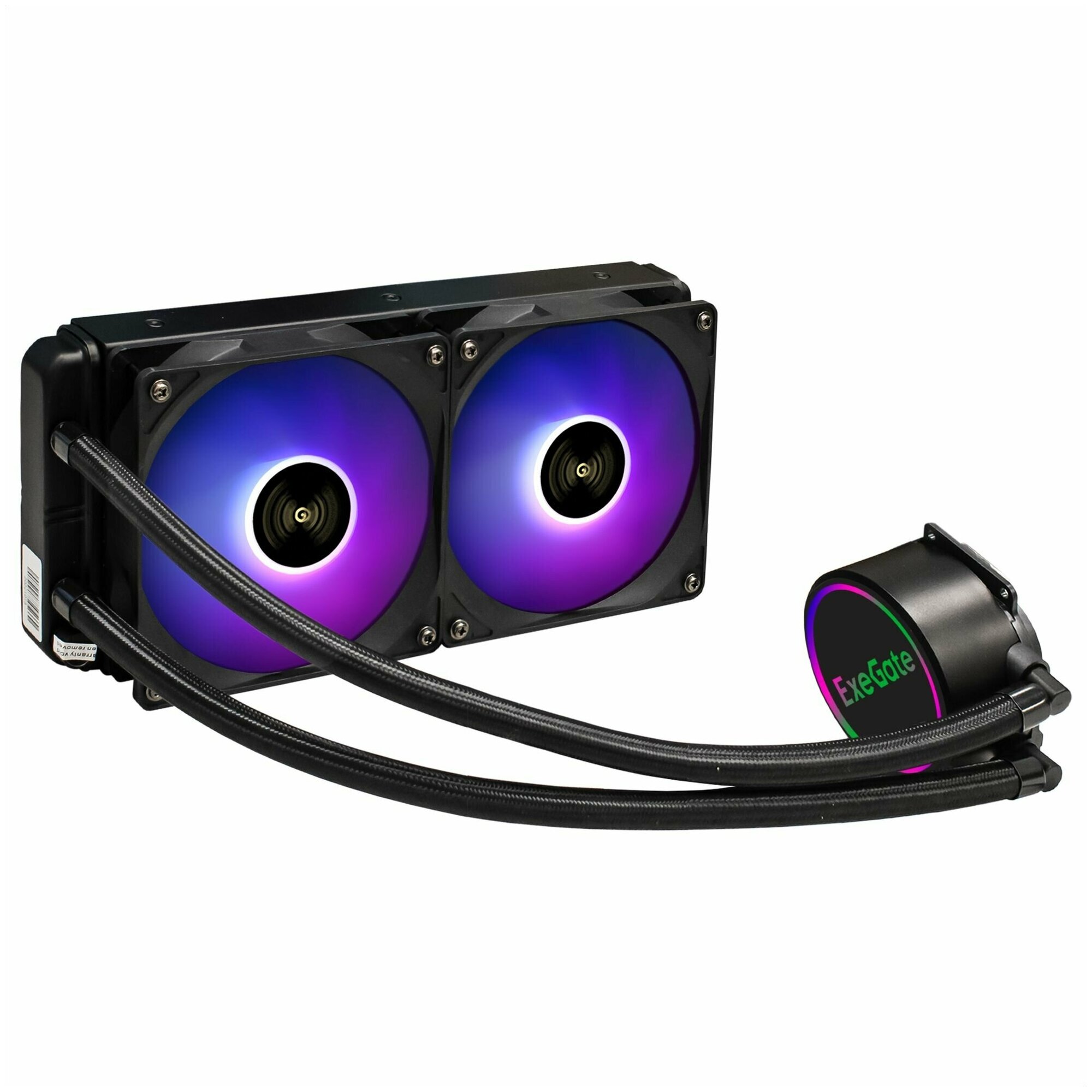 Комплект водяного охлаждения ExeGate BlackWater-240V2. PWM. RGB (RGB подсветка, TDP 220W, Fan 120mm, PWM, 800-2000RPM, 4pin, 11-22db) EX293457RUS