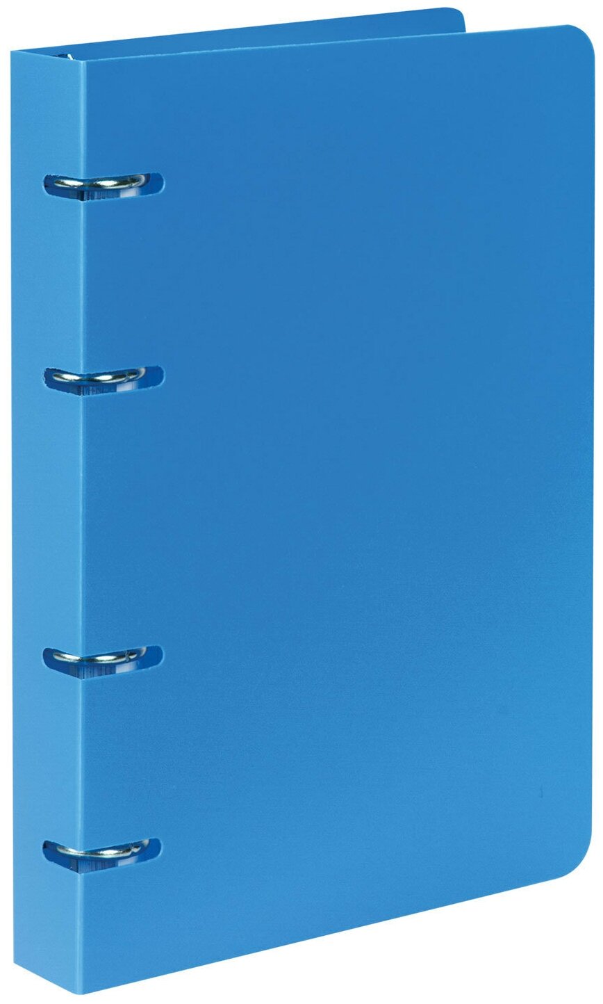 Тетрадь на кольцах со сменным блоком для учебы А5 (160х215 мм), 80 л., пластиковая обложка, клетка, Brauberg, Голубой
