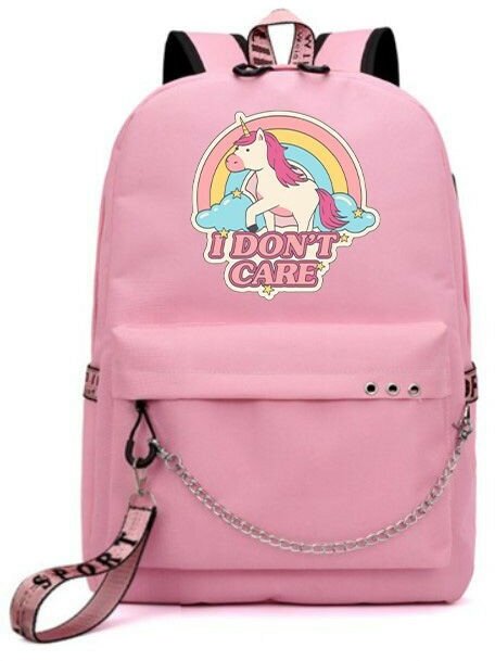 Рюкзак с Единорогом (Unicorn) розовый с цепью №2
