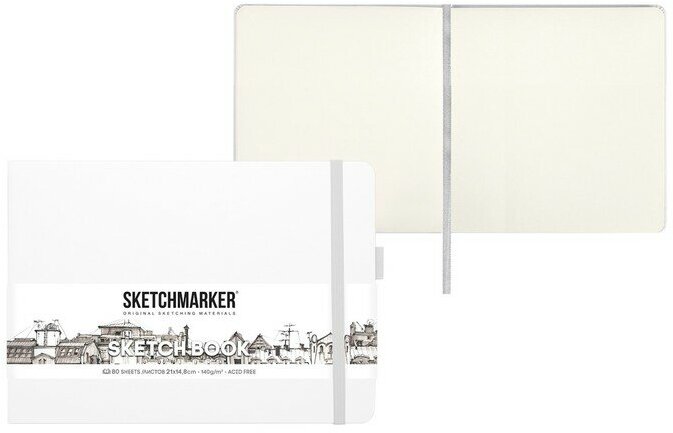 Блокнот для зарисовок Sketchmarker 21х14,8 см 80 л 140 г, твердая обложка Белый пейзаж - фото №1
