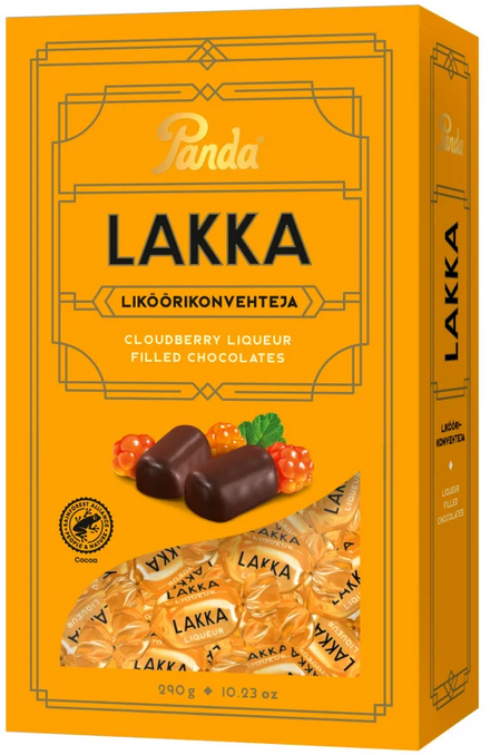 Шоколадные конфеты с морошковым ликером Panda LAKKA, 290 г. VEGAN. Сделано в Финляндии.