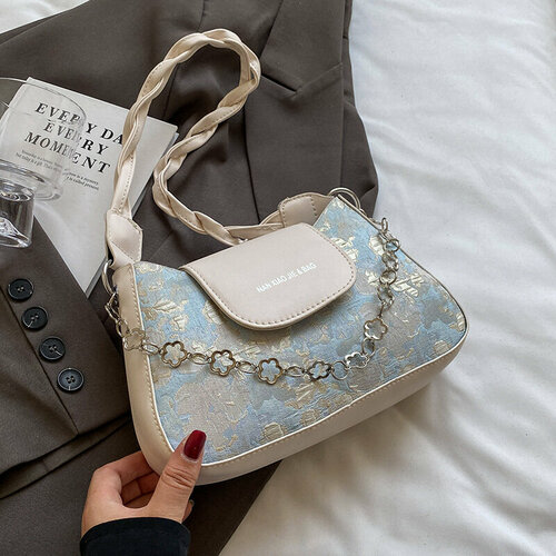 фото Сумка тоут , фактура гладкая, white-navy нет бренда