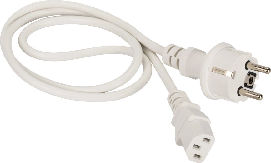 Шнур питания C13-Schuko прямая, 3х0.75, 220В, 10А, белый, 5 метров (LAN-PP13/SH-5.0-WH) LANMASTER - фото №1
