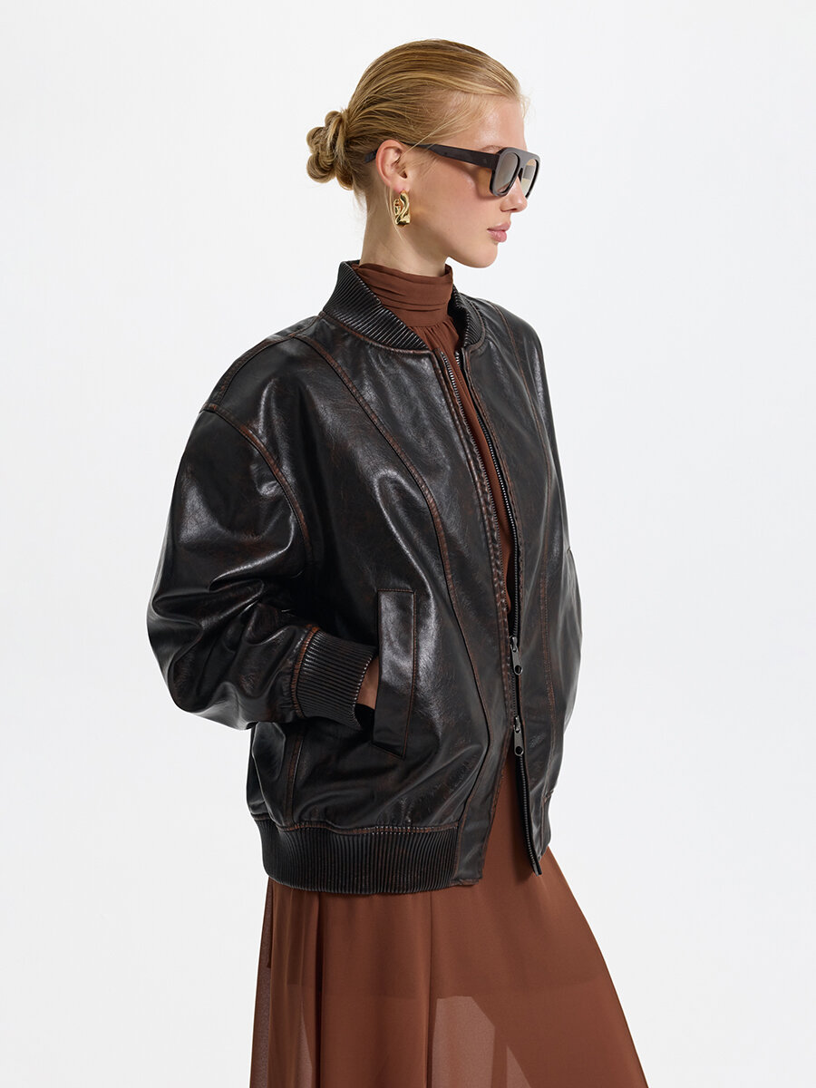 Бомбер LOVE REPUBLIC размер L темно-коричневый