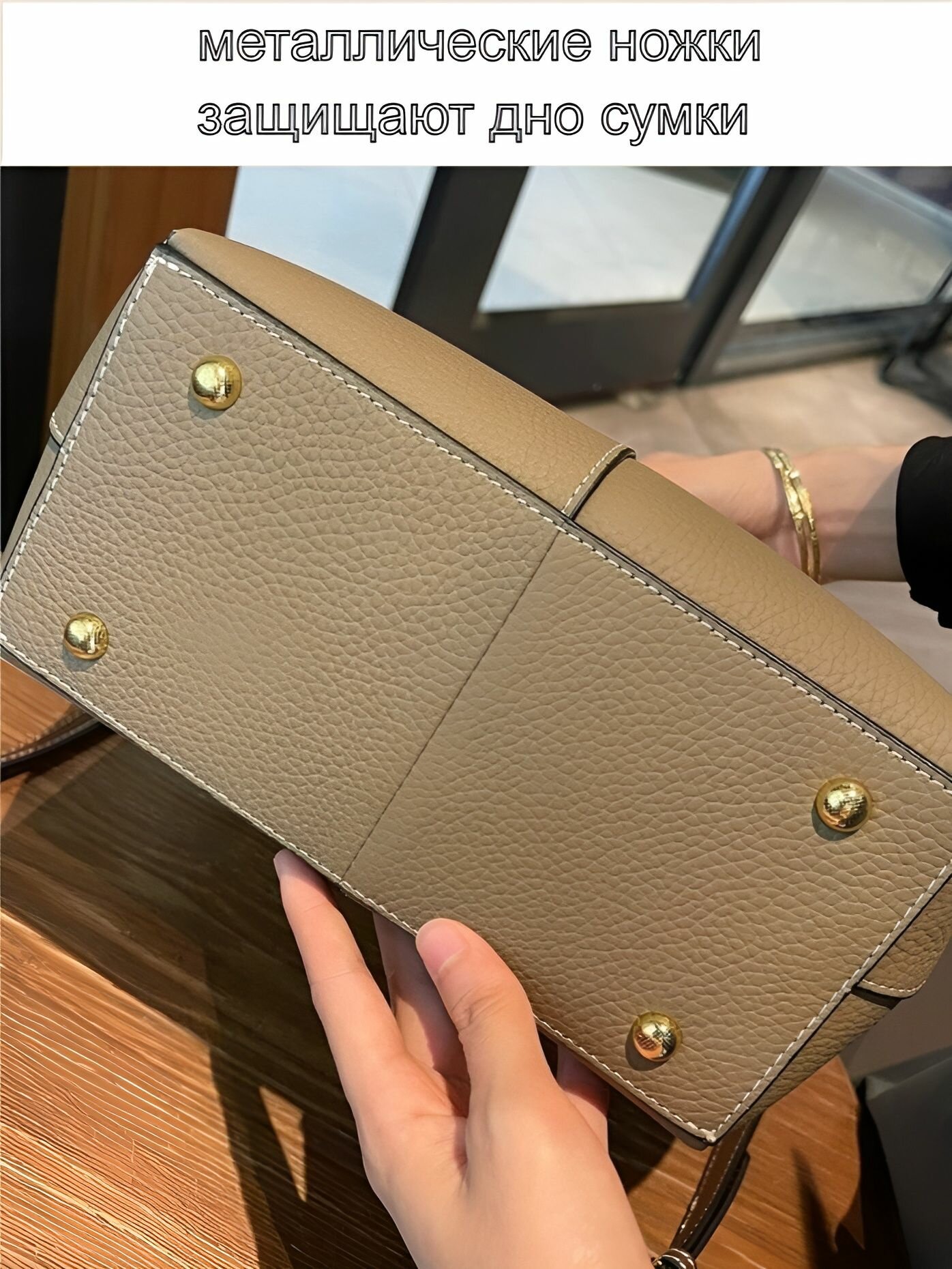 Сумка тоут КожаноFF, фактура гладкая, светло-серый — фото 1