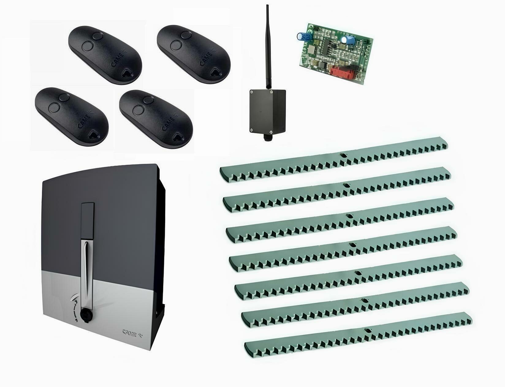 Автоматика для откатных ворот BXL04AGS KIT-KR7-BT-T4, комплект: привод, радиоприемник, 4 пульта, 7 реек, Bluetooth-модуль