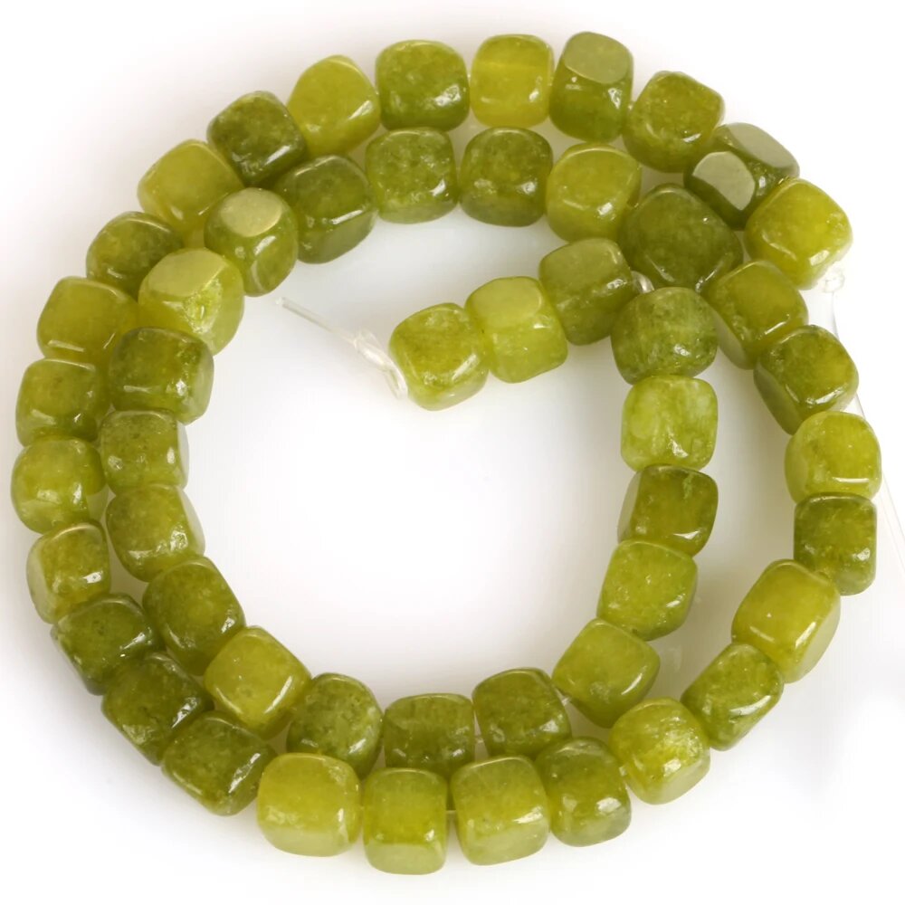 Бусины нефритовые квадратные 8 мм, цвет: Peridot Jade, 15”