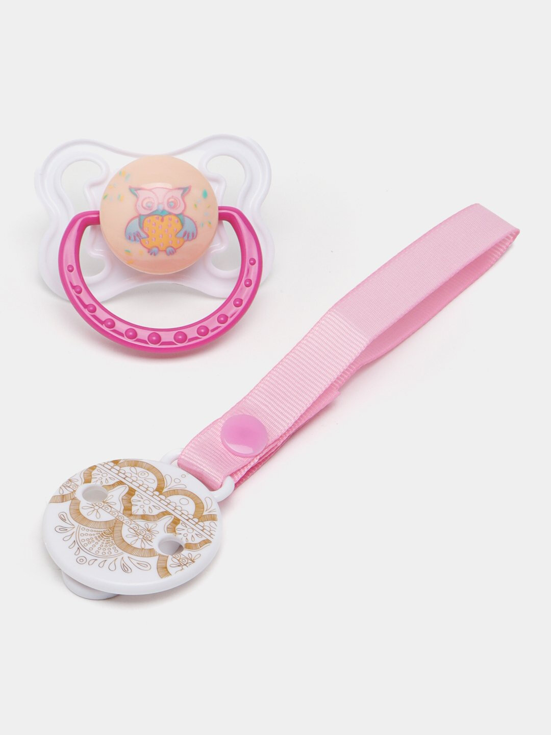 Соска - пустышка для младенцев, с держателем, силиконовая, 2 в 1