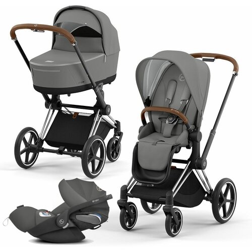 Коляска 3 в 1 Cybex PRIAM IV Soho Grey шасси Chrome/Brown