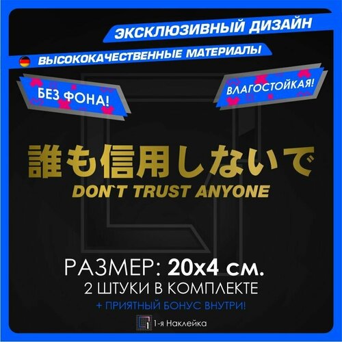 Наклейки на автомобиль Dont Trust Anyone 20х4см 2шт