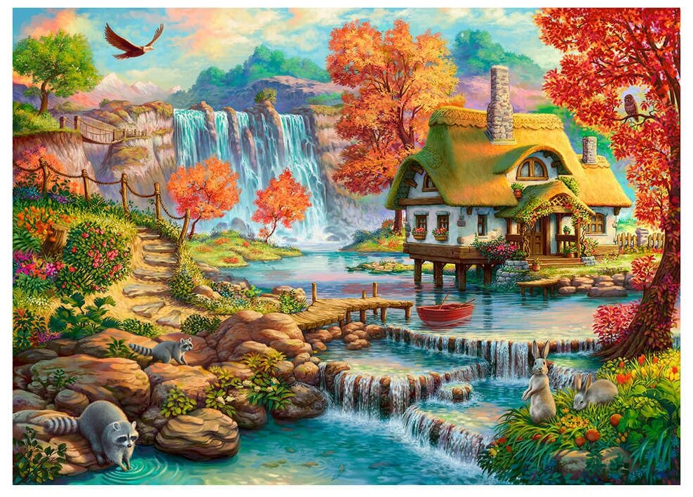 Puzzle-500 "Домик у водопада" (ХК500-6316) Konigspuzzle - фото №3