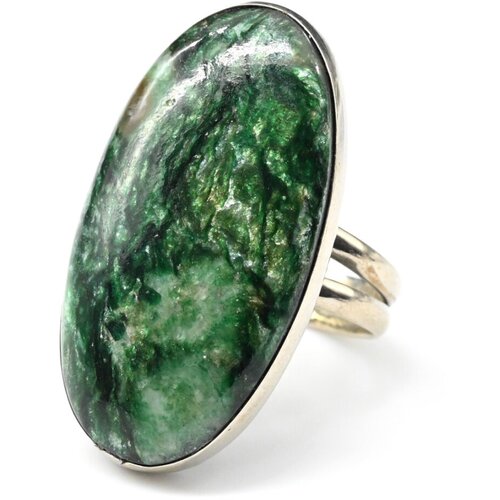 Кольцо Радуга Камня, фуксит, размер 18.5, зеленый кольцо фуксит размер 17 зеленый