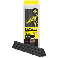 STAYER Black чёрные 11х200 мм, 6 шт, Клеевые стержни (2-06821-D-S06)