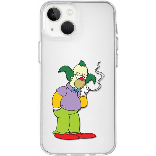 Чехол силиконовый для iPhone 15 "Клоун Красти" с усиленным бортом для защиты камер