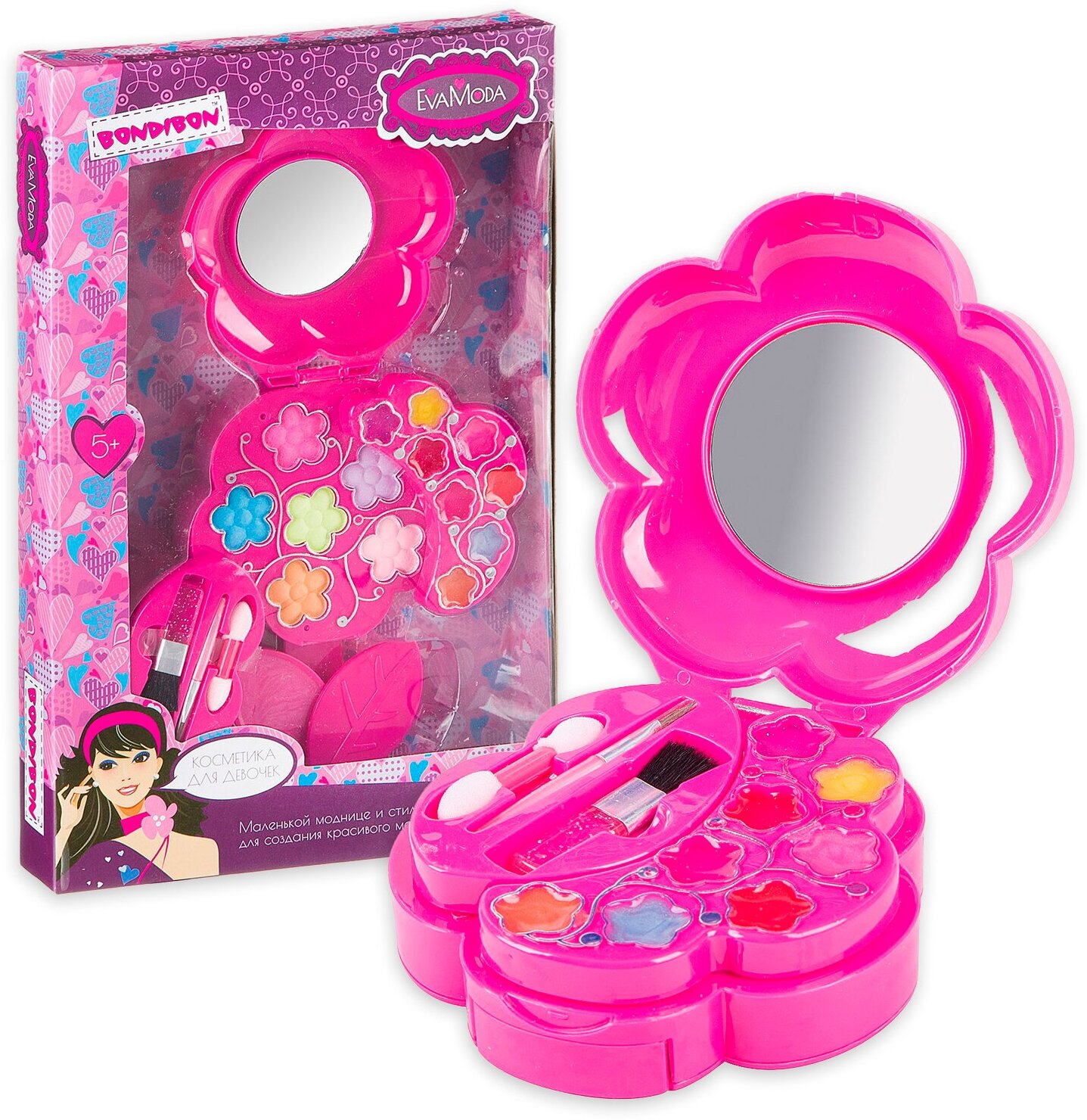 Набор декоративной косметики для девочек Розочка розовый 3 уровня Eva Moda Bondibon подарок девочке