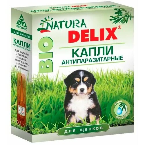 NATURA DELIX капли от блох и клещей Natura Delix Bio для щенков, собак, кошек, для домашних животных, 40 см 2 шт. в уп.