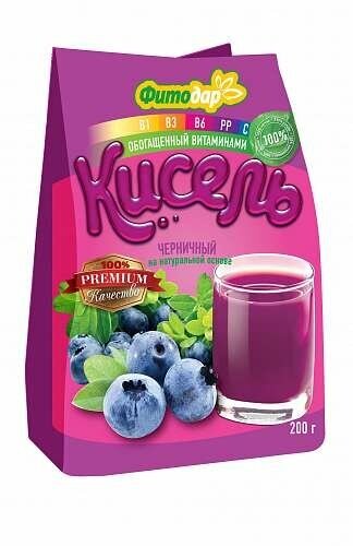 Кисель "Фитодар" Черничный на натуральной основе витаминизированный 200гр.