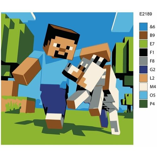 Детская картина по номерам E2189 Игра Minecraft (Майнкрафт) 30x30