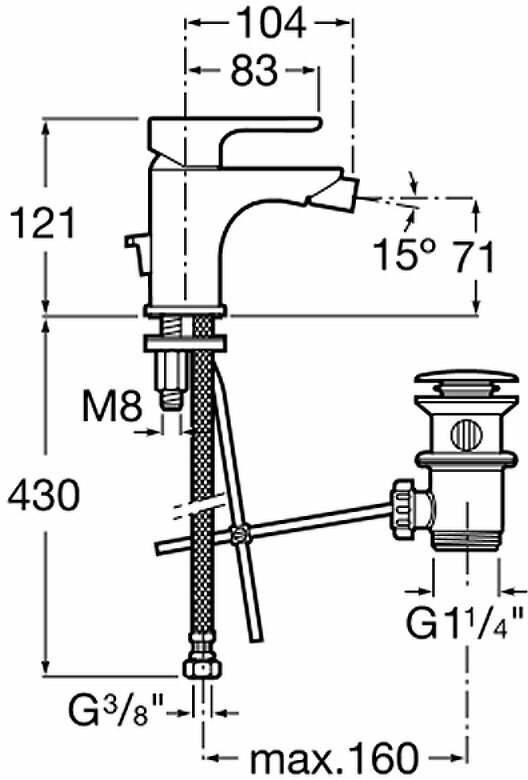 L20 A5A6A09C0M Смеситель для биде (3/8", однозахватный, картридж, с д/к) Roca - фото №6