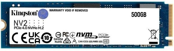 Твердотельный накопитель SSD M.2 500 Gb Kingston NV2 Read 3500Mb/s Write 2100Mb/s 3D NAND TLC