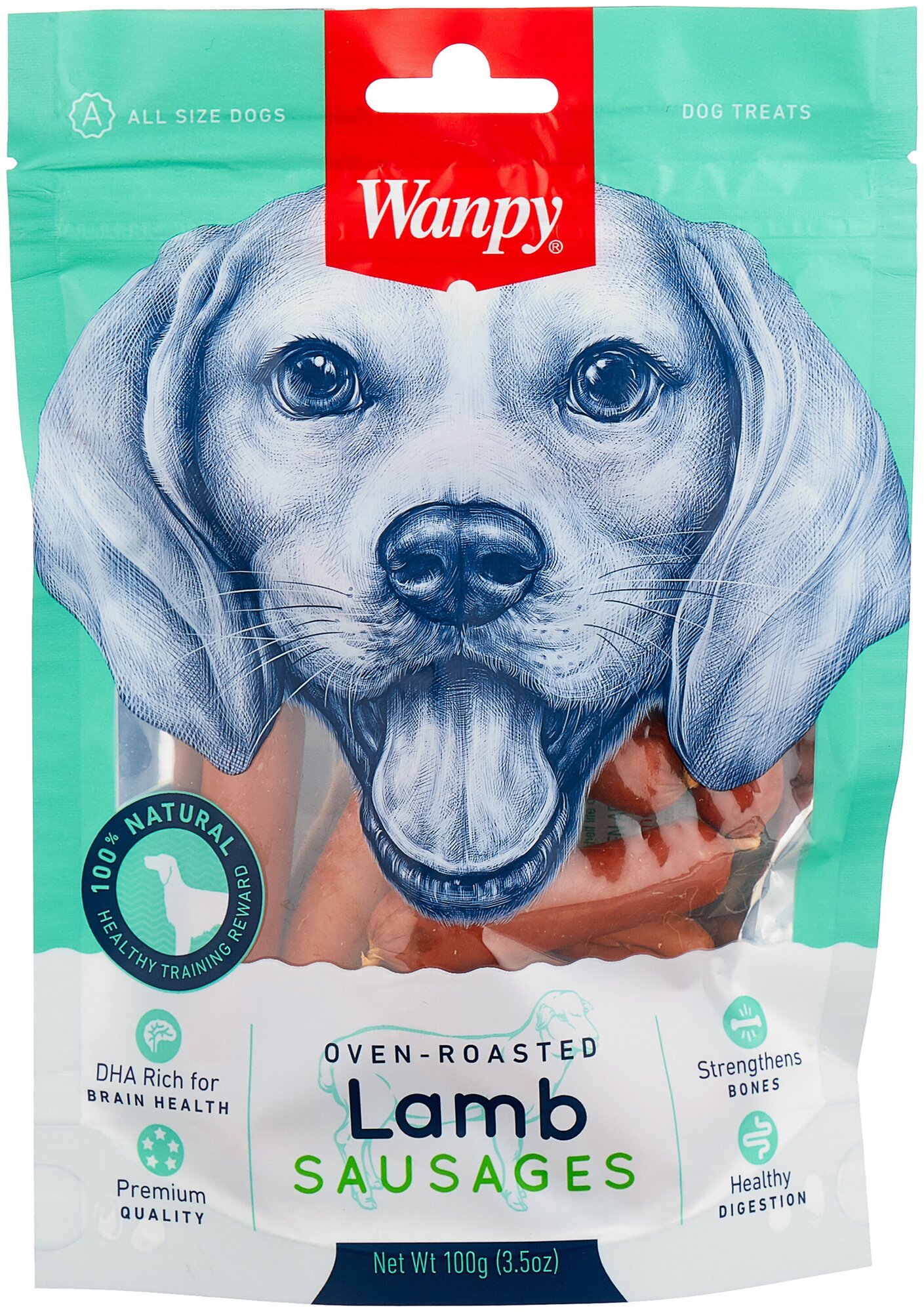 Лакомство WANPY DOG для собак сосиски из мяса ягненка (100 гр)