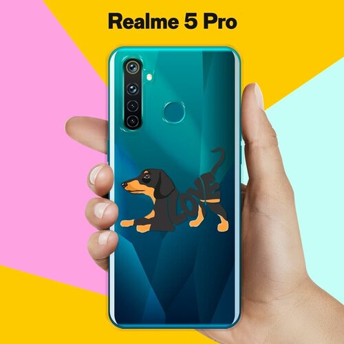 Силиконовый чехол на realme 5 Pro Черная такса / для Реалми 5 Про силиконовый чехол на realme 5 pro реалми 5 про черная монашка