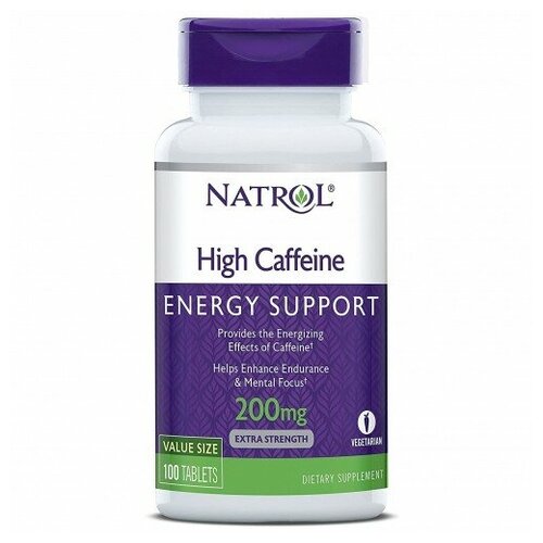 Таблетки Natrol High Caffeine 200 mg, 200 мг, 100 шт.