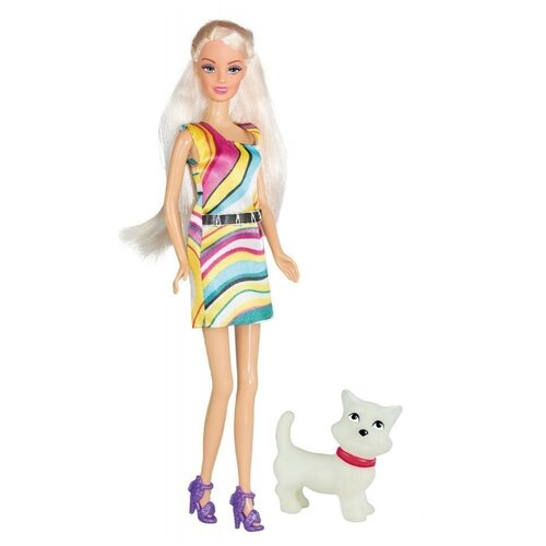 Кукла Toys Lab Ася Прогулка со щенком, Блондинка в ярком платье, 28 см 35057