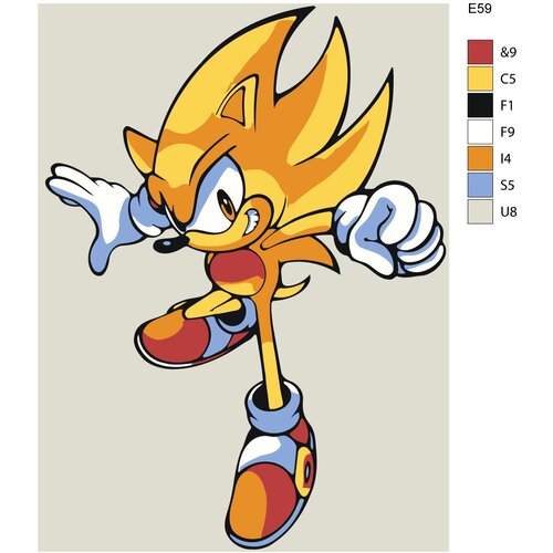 Детская Картина по номерам E59 Майлз - Соник 20x30
