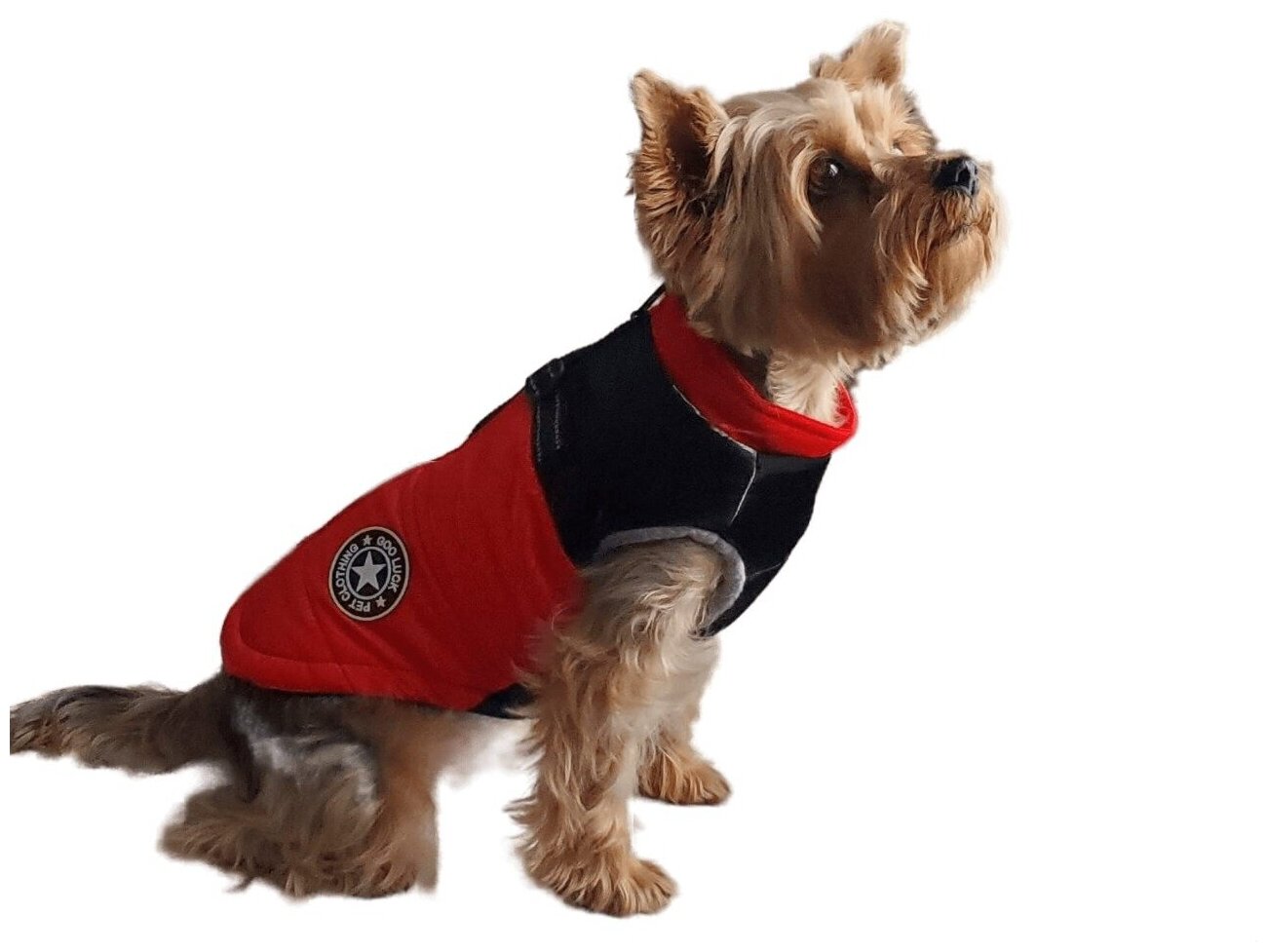 Одежда для собак мелких и средних пород на флисовой подкладке цвет красный глянцевый, куртка размер L, жилет для собак зима весна - фотография № 6