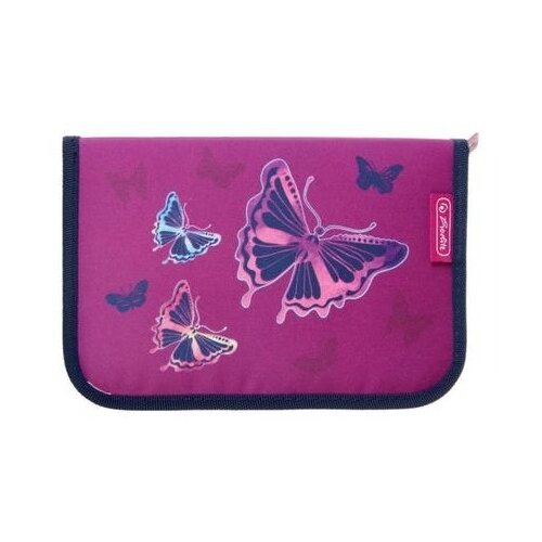 Herlitz Пенал Glitter Butterfly, 50020928, фиолетовый herlitz пенал unicorn night 50014330 фиолетовый розовый