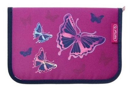 Herlitz Пенал Glitter Butterfly, 50020928, фиолетовый