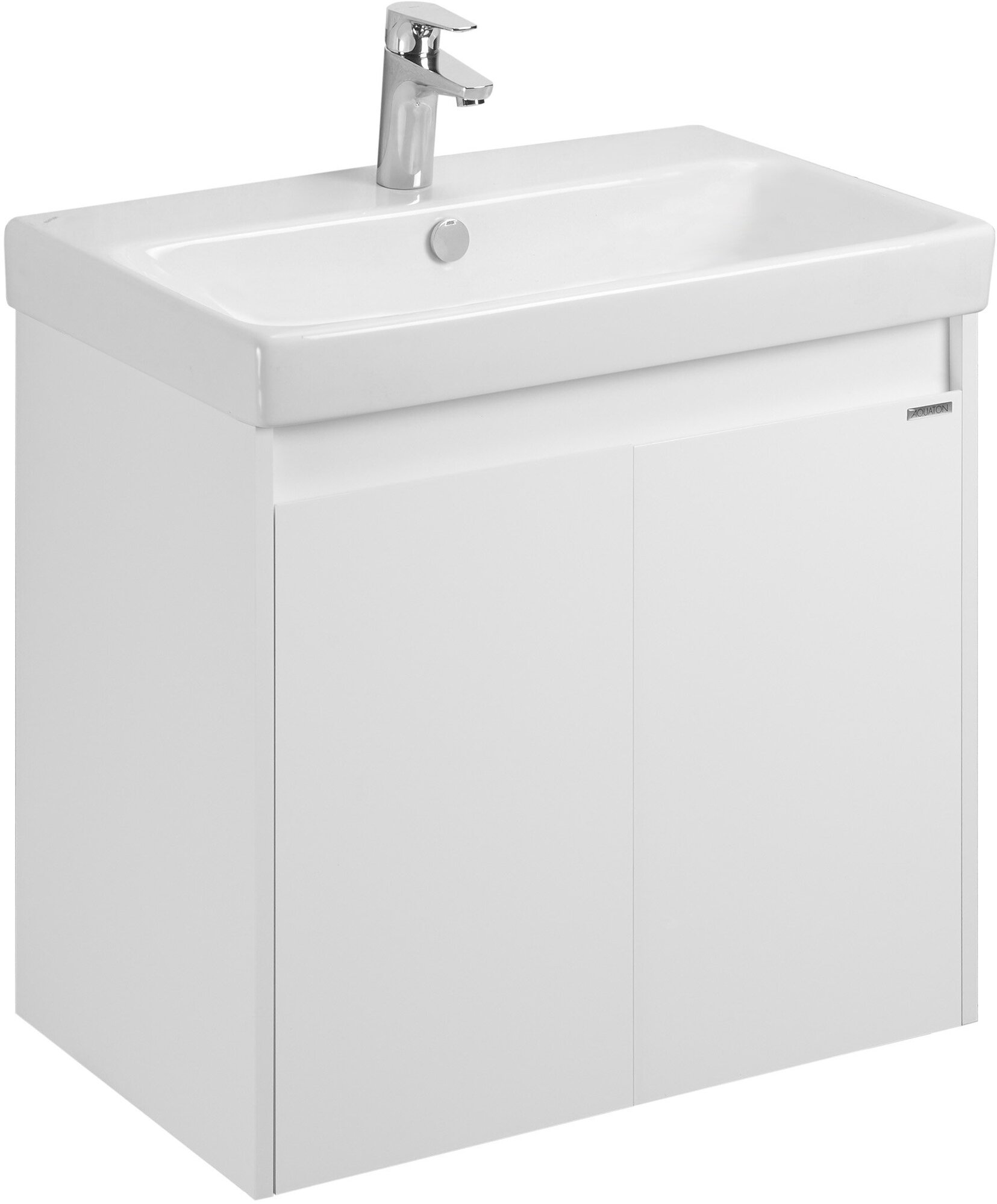 фото Тумба под раковину AQUATON Сканди Doors 80 1A282901SD010 768х427х603 белый глянцевый/белый матовый