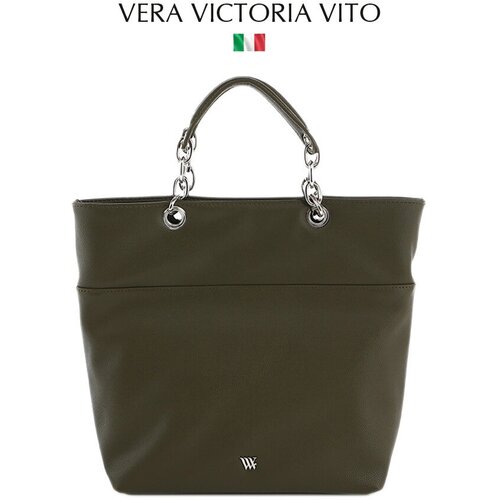 Сумка шоппер Vera Victoria Vito, фактура гладкая, зеленый, хаки