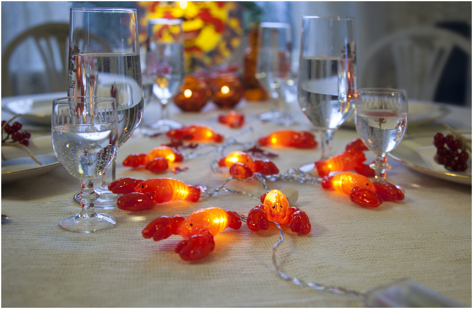 фото Star Trading Светодиодная гирлянда на батарейках Рачки 1.35 м, 10 теплых белых LED ламп, прозрачный ПВХ, IP20 728-94