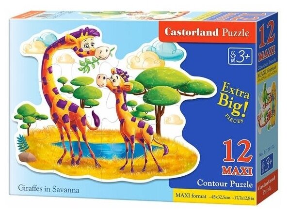 Puzzle-12 MAXI "Жирафы в Саванне" (В-120178 ) - фото №3