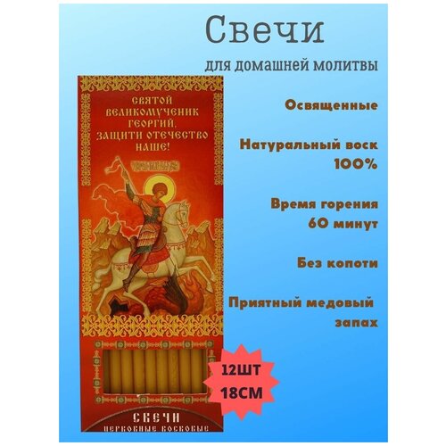 Свечи для домашней молитвы восковые в упаковке/ Георгий Победоносец