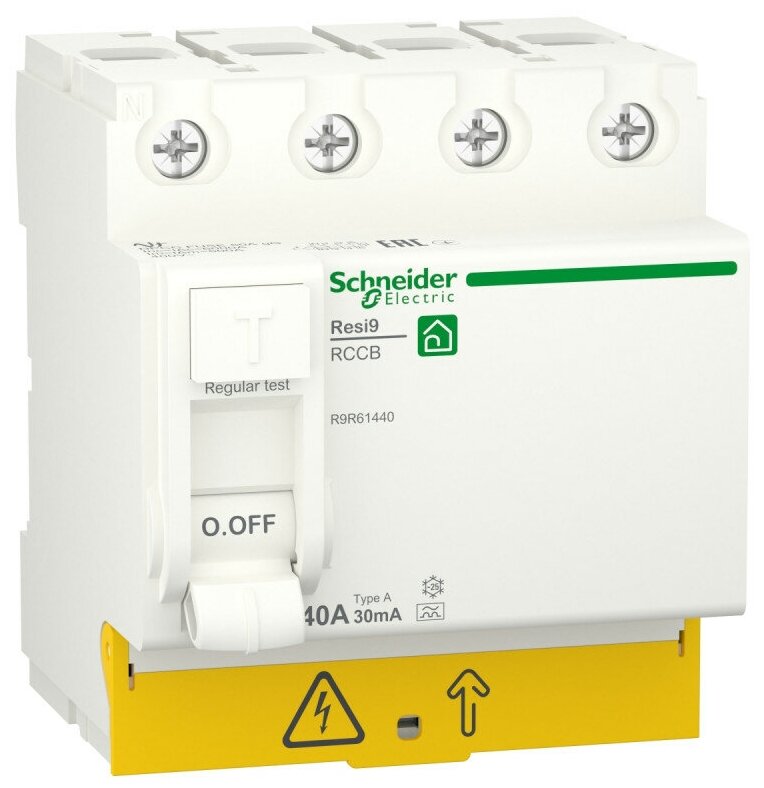 SE RESI9 Выключатель дифференциального тока (УЗО) 40А 4P 30мА тип A, Schneider Electric, арт. R9R61440