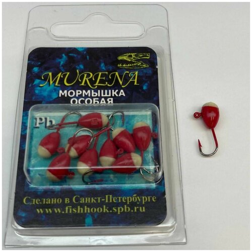 Мормышка капля с ушком d-5 Бордовая с фосфорной пяткой 638₽