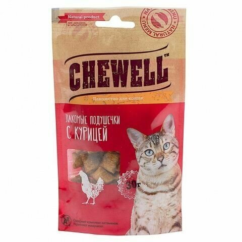 Chewell Лакомство для кошек подушечки с курицей, 15 шт